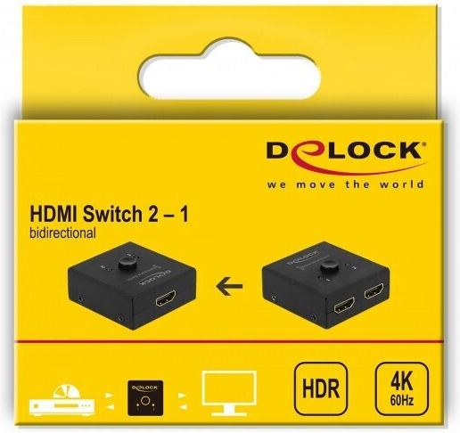 DeLock HDMI 2 - 1 Switch bidirectional 4K 60 Hz compact 64072