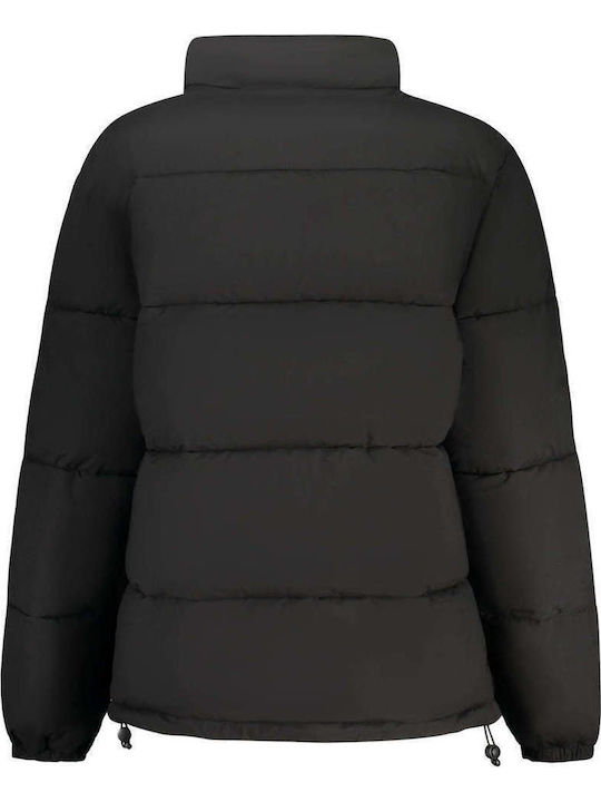 Κοντό Γυναικείο Puffer Μπουφάν για Χειμώνα Black