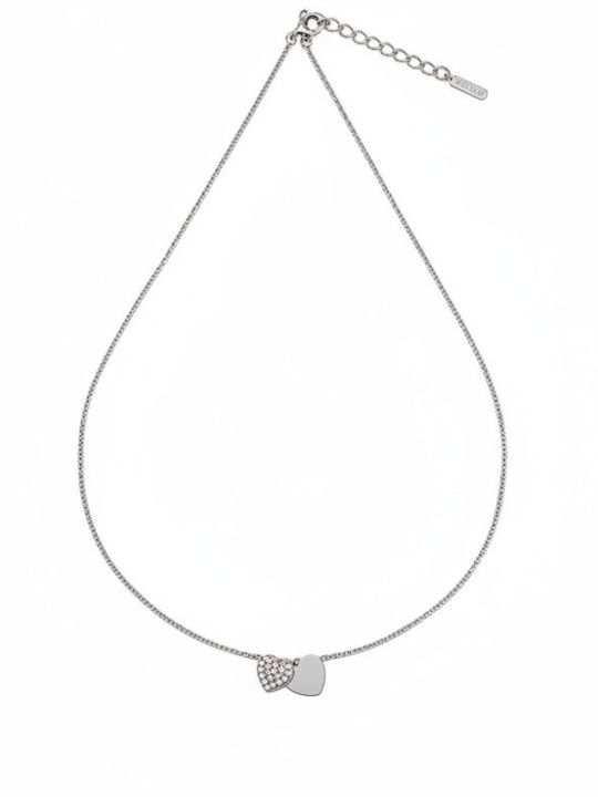 Awear Necklace Double with design Heart from Gold Plated Steel