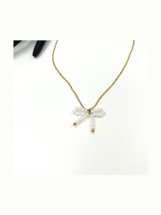 Irene Vilou Necklace from Gold Plated Steel with Pearls