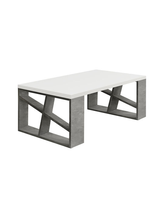 Rectangular Central Coffee Table Honey Wooden Gray Retro White M105xW60xH40cm