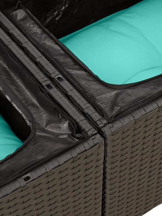 Outdoor Sofa Rattan with Cushions 55x55x69cm