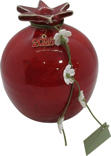 Handmade Lucky Charm Pomegranate Red Ceramic 8x10cm 1pcs