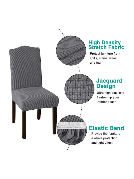 Ehome Jacquard Elastic Cover for Chair Grey With Back 40εκ. 1pcs EH-0137