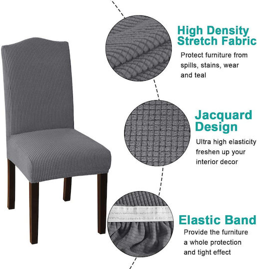 Ehome Jacquard Ελαστικό Κάλυμμα Καρέκλας Γκρί Με Πλάτη 40cm