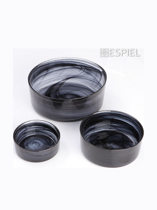 Espiel Atlas Glass Salad Bowl Black 15x15x6.5cm