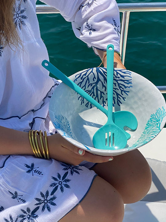 Marine Business Melamine Salad Bowl with Salad Spoons Blue 27.5x27.5cm