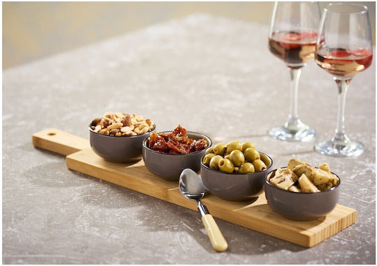 Espiel Porcelain Dessert Divided Serving Tray with 4 Slots Gray 10x10cm 4pcs