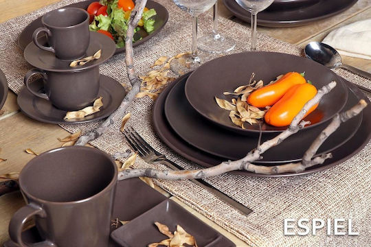Espiel Ορντεβιέρα 2 Θέσεων από Πορσελάνη Καφέ Ø9cm 6τμχ