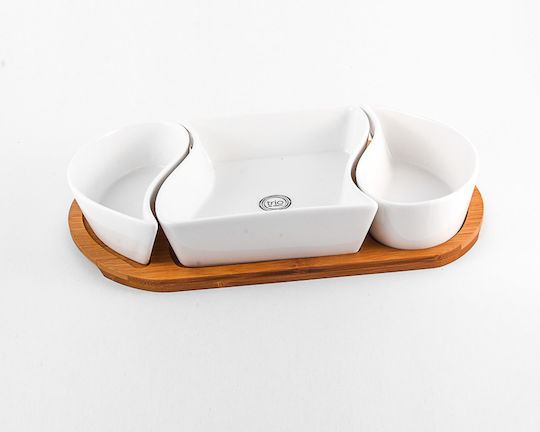 Cryspo Trio Porzellan Ordnungshüter 3 Schlitze mit Basis Weiß W18xL34cm 1Stück