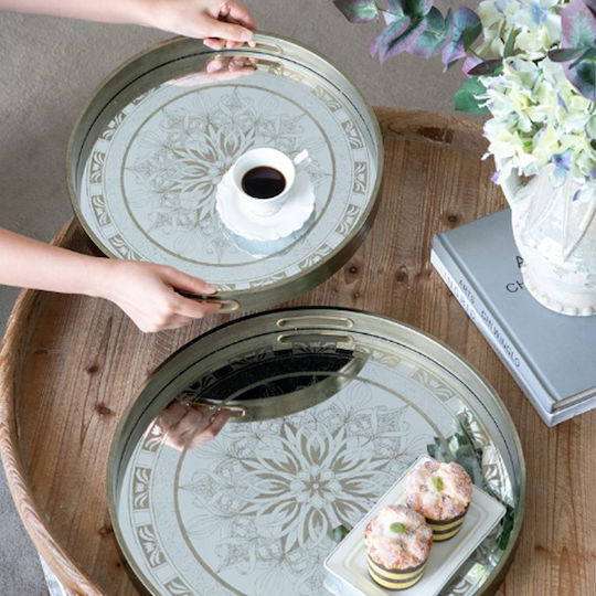 Artekko Plastic Round Decorative Tray 45x45x4cm