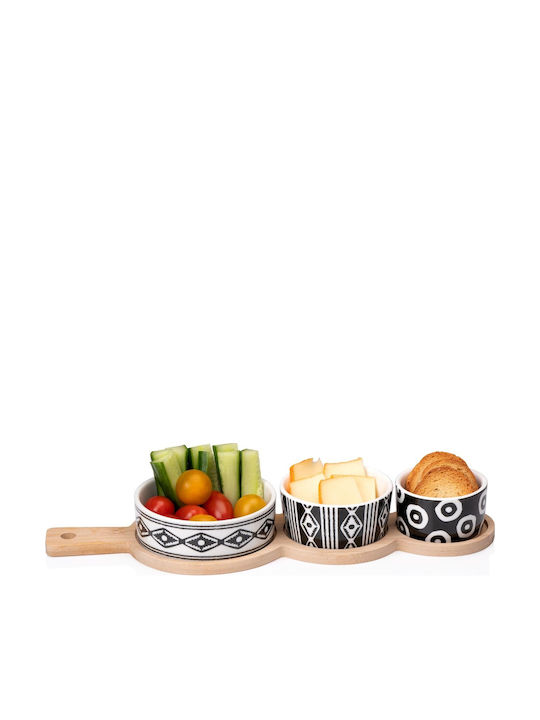Atmosphera Ceramic Dessert Tower Stand 3 Slots with Base Multicolour Ø35xH4.8cm W12xL12xH4.8cm 4 Pieces