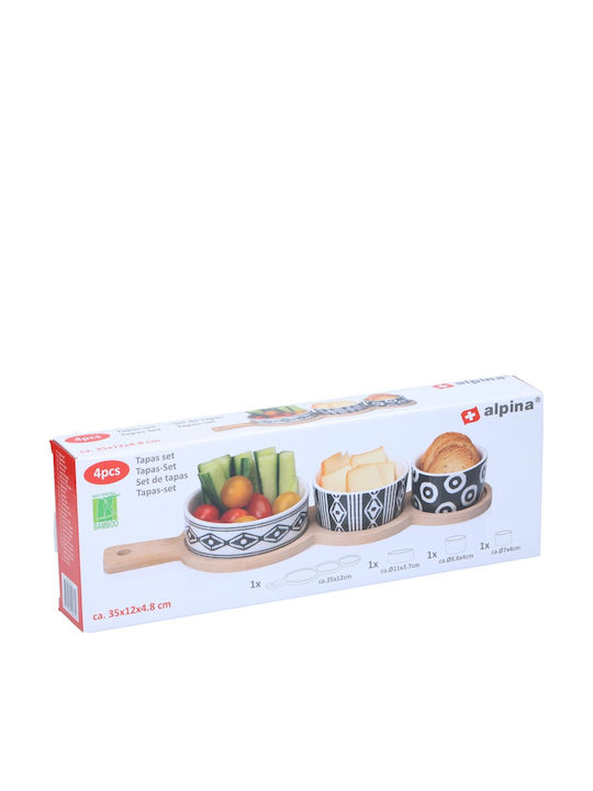 Atmosphera Ceramic Dessert Tower Stand 3 Slots with Base Multicolour Ø35xH4.8cm W12xL12xH4.8cm 4 Pieces