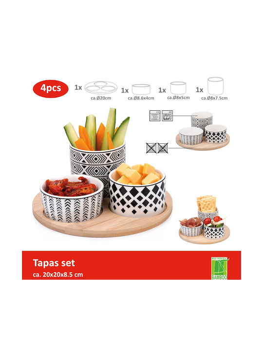 Atmosphera Porcelain Dessert Divided Serving Tray with 3 Slots Multicolour Ø20cmxY8.5cm 20x20x8.5cm 3pcs 24034
