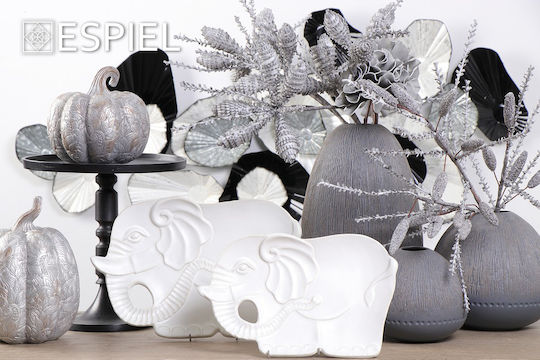 Espiel Elefant Platou Decorativ Rotundă Ceramică Alb 1buc 36x24x4buc