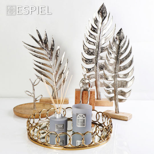 Espiel Round Wooden Decorative Platter Silver 20x20x17cm
