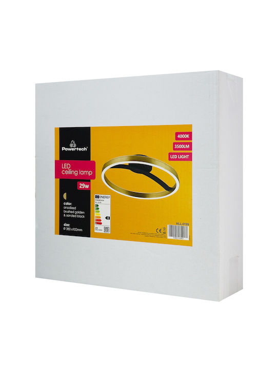 Powertech Deckenleuchte 38cm Gold mit Integrierter LED