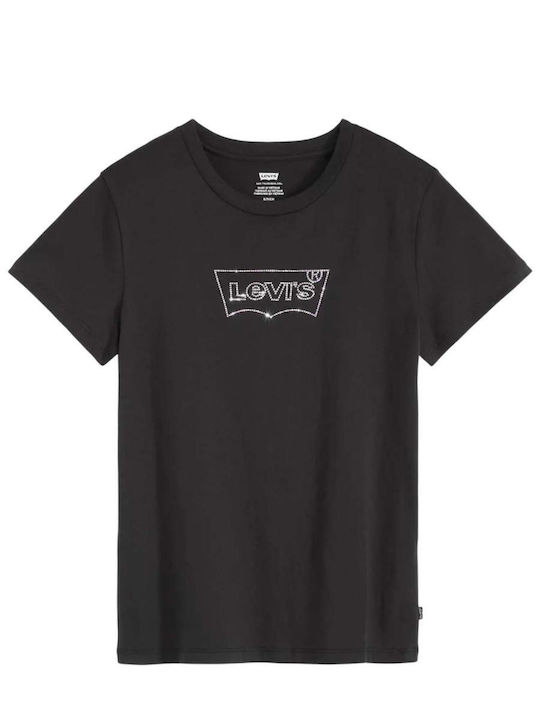 Batwing Women's Cotton Short Sleeve Black Blouse
