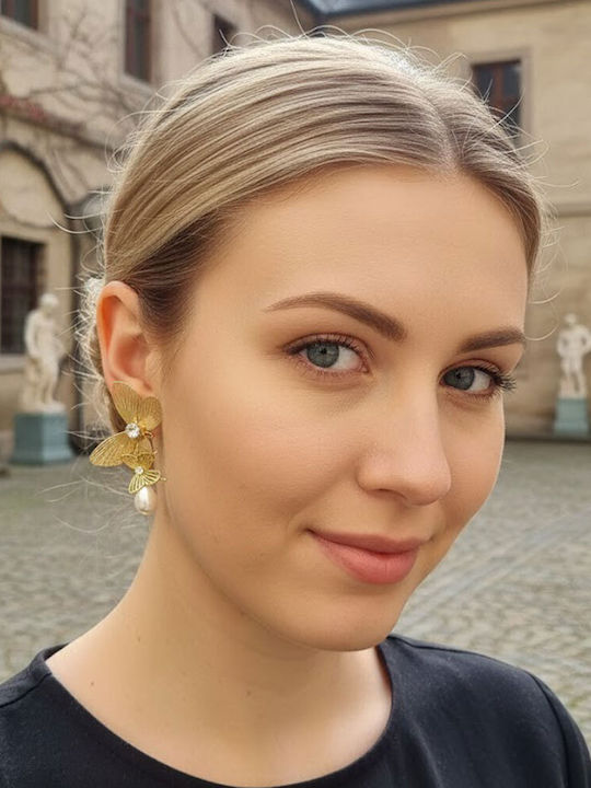 Awear Earrings made of Steel Gold Plated with Pearls