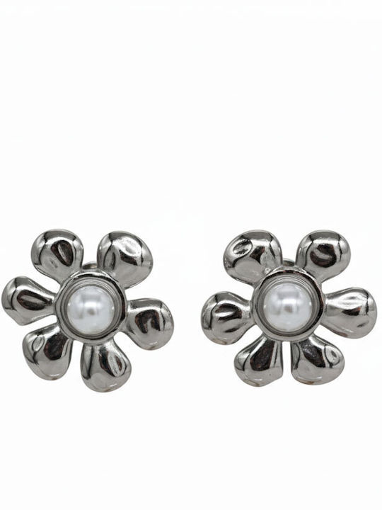 Awear Stud Earrings Made of Steel Gold Plated with Pearls