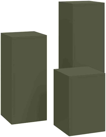 vidaXL Set 3 Pots Metal Olive