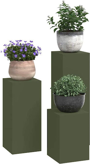 vidaXL Set 3 Pots Metal Olive