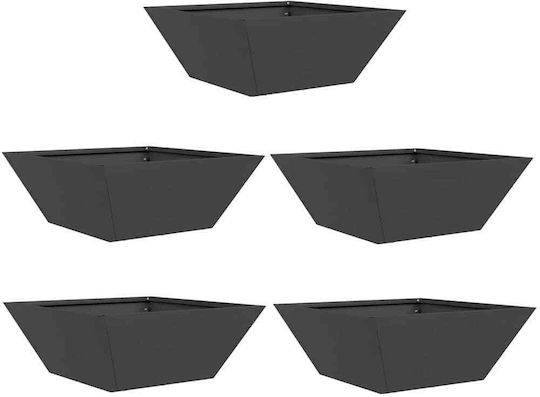vidaXL Set 5 Metallische Pflanzgefäße Schwarz 40x15cm