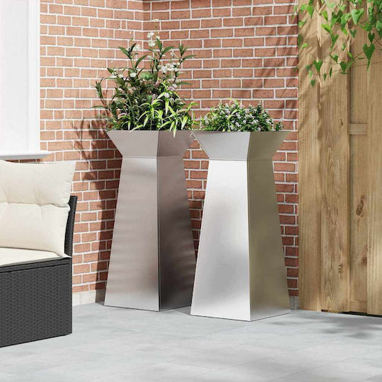 vidaXL Set of 2 Metallic Grey Flower Pots 40x100cm