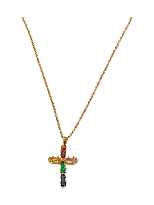 Awear Cross from Gold Plated Steel with Chain