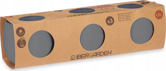 Ibergarden Σετ 3 Αυτοποτιζόμενες Γλάστρες Πλαστικές Γκρι
