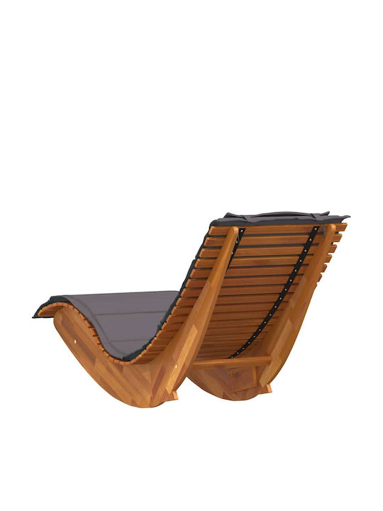 Șezlong Dublu Din Lemn Cu Pernă Gri 60x154x74cm