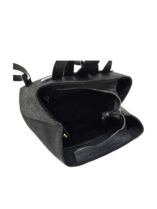 Leder Damentasche Rucksack Schwarz