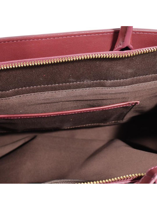 Leather Women's Bag Tote Handbag Burgundy