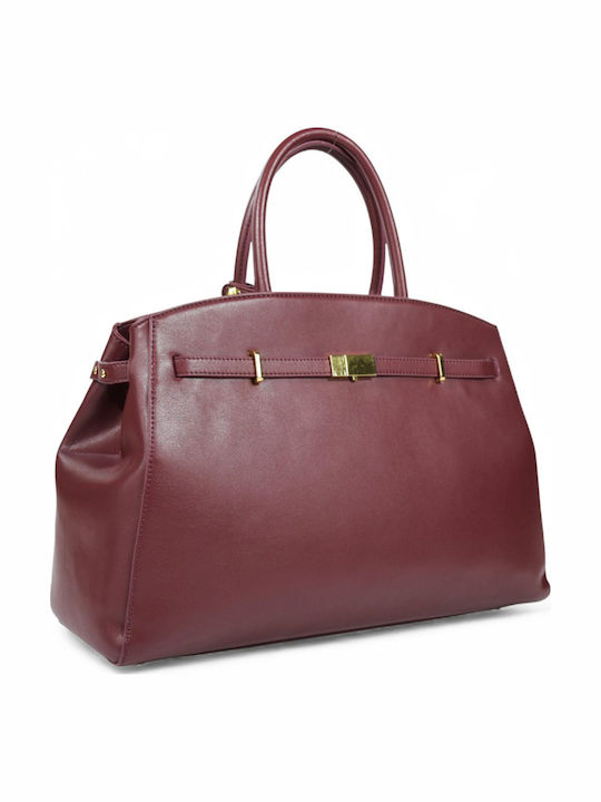 Leather Women's Bag Tote Handbag Burgundy