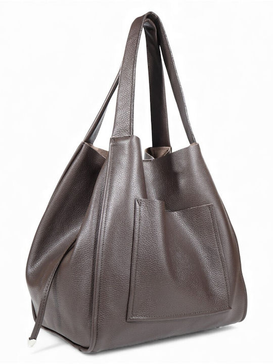 Leather Women's Shopper Bag Brown