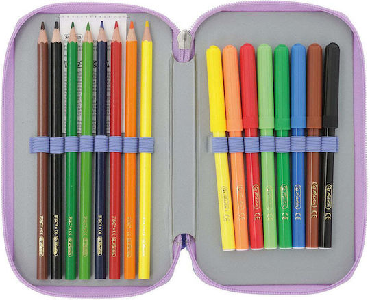 Herlitz Mermaid Pencil Case Full 19pcs with 2 Compartments Purple