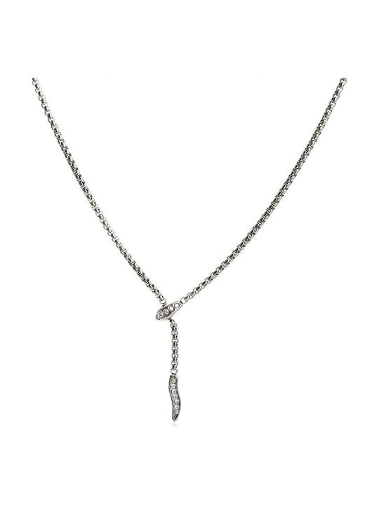 Awear Necklace with design Snake from Gold Plated Steel with Zircon