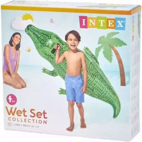 Intex Gator Παιδικό Φουσκωτό Στρώμα Θαλάσσης Κροκόδειλος με Χειρολαβές Πράσινο 2τμχ