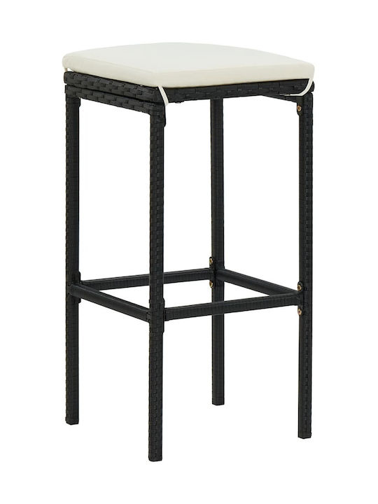 Stool for Bar Outdoor Black - White Cream 38x38x76cm