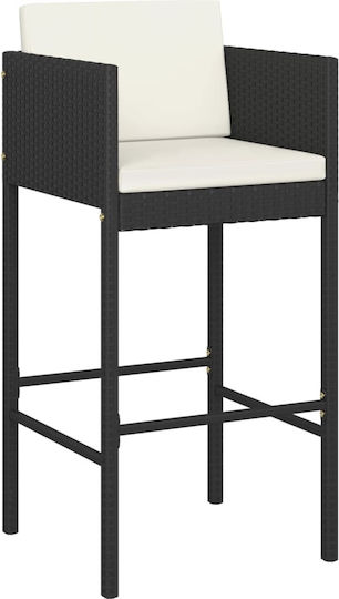Hocker für Bar Für den Außenbereich Rattan mit Kissen Black 1Stück 50x48x100cm