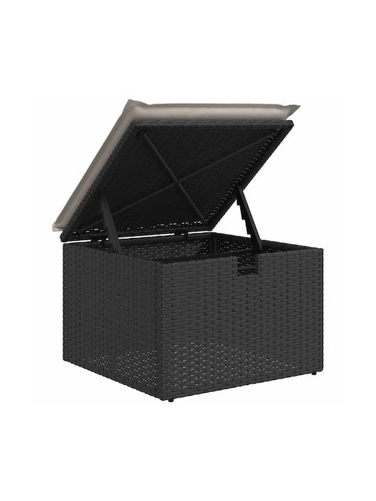 Gartenhocker Würfel Außeneinsatz Rattan mit Kissen Schwarz 2 Stück 55x55x37cm
