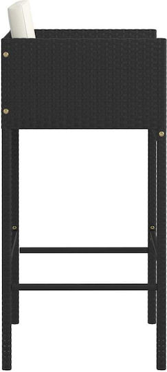 Hocker für Bar Für den Außenbereich Rattan mit Kissen Black 1Stück 50x48x100cm