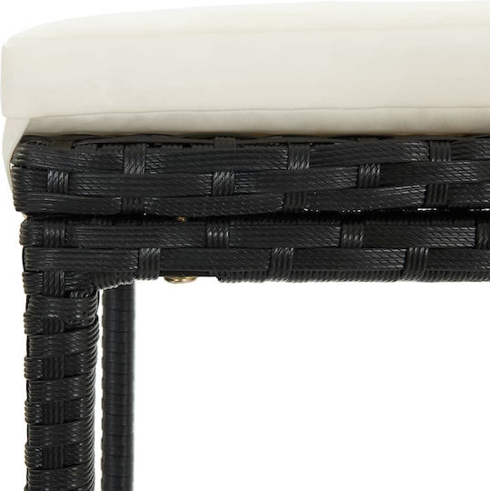 Stool for Bar Outdoor Black - White Cream 38x38x76cm