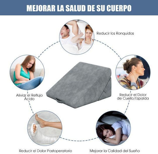 Costway Wedge Pillow with Memory Foam 58x50.5x36cm Gray HU10733GR