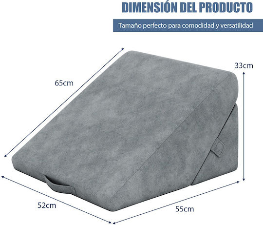 Costway Wedge Pillow with Memory Foam 58x50.5x36cm Gray HU10733GR
