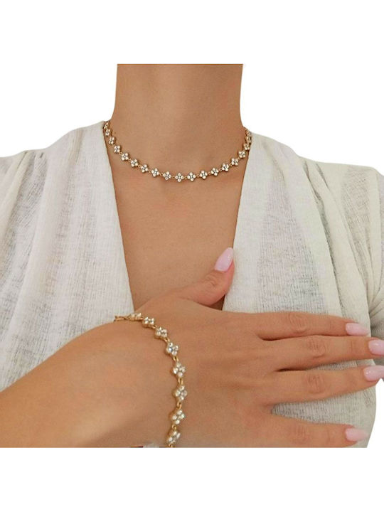 Awear Jewelry Set with Necklace and Bracelet from Steel with Pearls