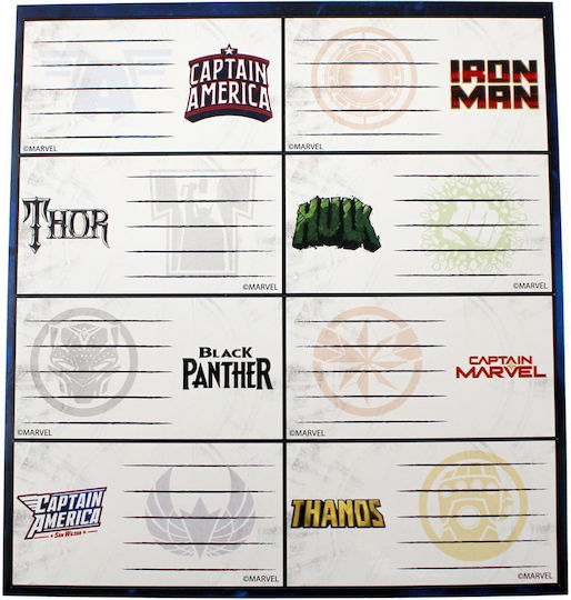 Gim Marvel Avengers Notebook Labels 8 Pieces