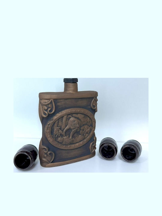 Velve Ceramică Carafă de Servire cu Dop și Pahare Maro 700ml 3buc