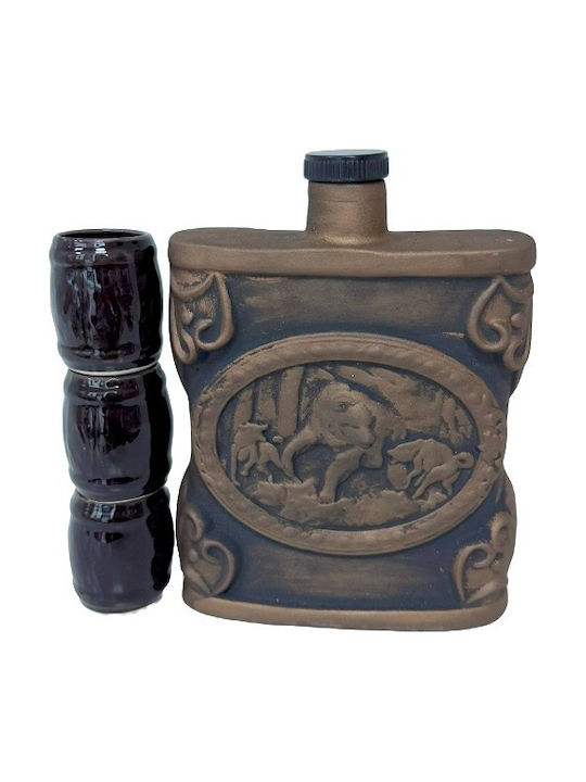 Velve Ceramică Carafă de Servire cu Dop și Pahare Maro 700ml 3buc