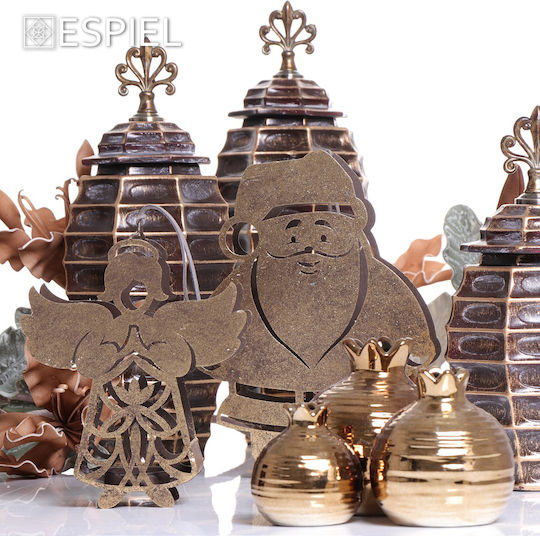 Espiel Santa Claus Christmas Metallic Gold Candlestick 27x20cm 4pcs